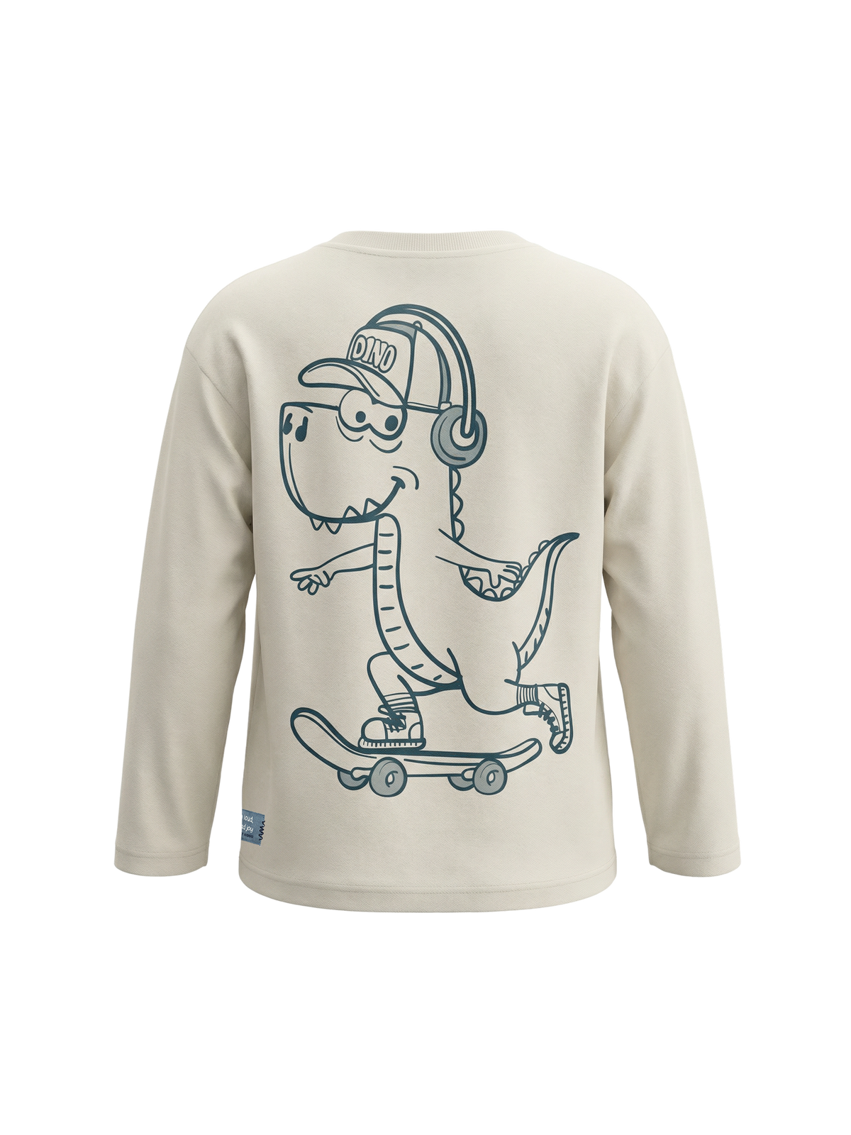 Cream Skater Dino | Chlapčenské tričko s dlhým rukávom - voľný strih
