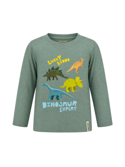 Green Dinosaur Expert | Chlapčenské tričko s dlhým rukávom - klasický strih