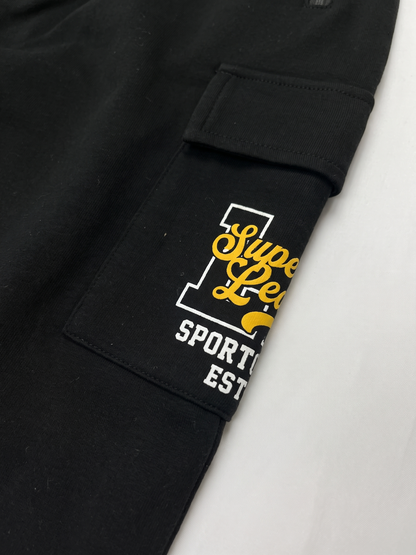 Black Cargo Vibe | Chlapčenské cargo tepláky - voľný strih