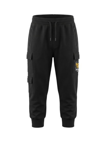 Black Cargo Vibe | Chlapčenské cargo tepláky - voľný strih