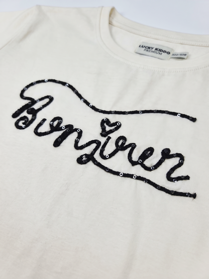 Sparkle Script | Dievčenské tričko s krátkym rukávom - voľný strih