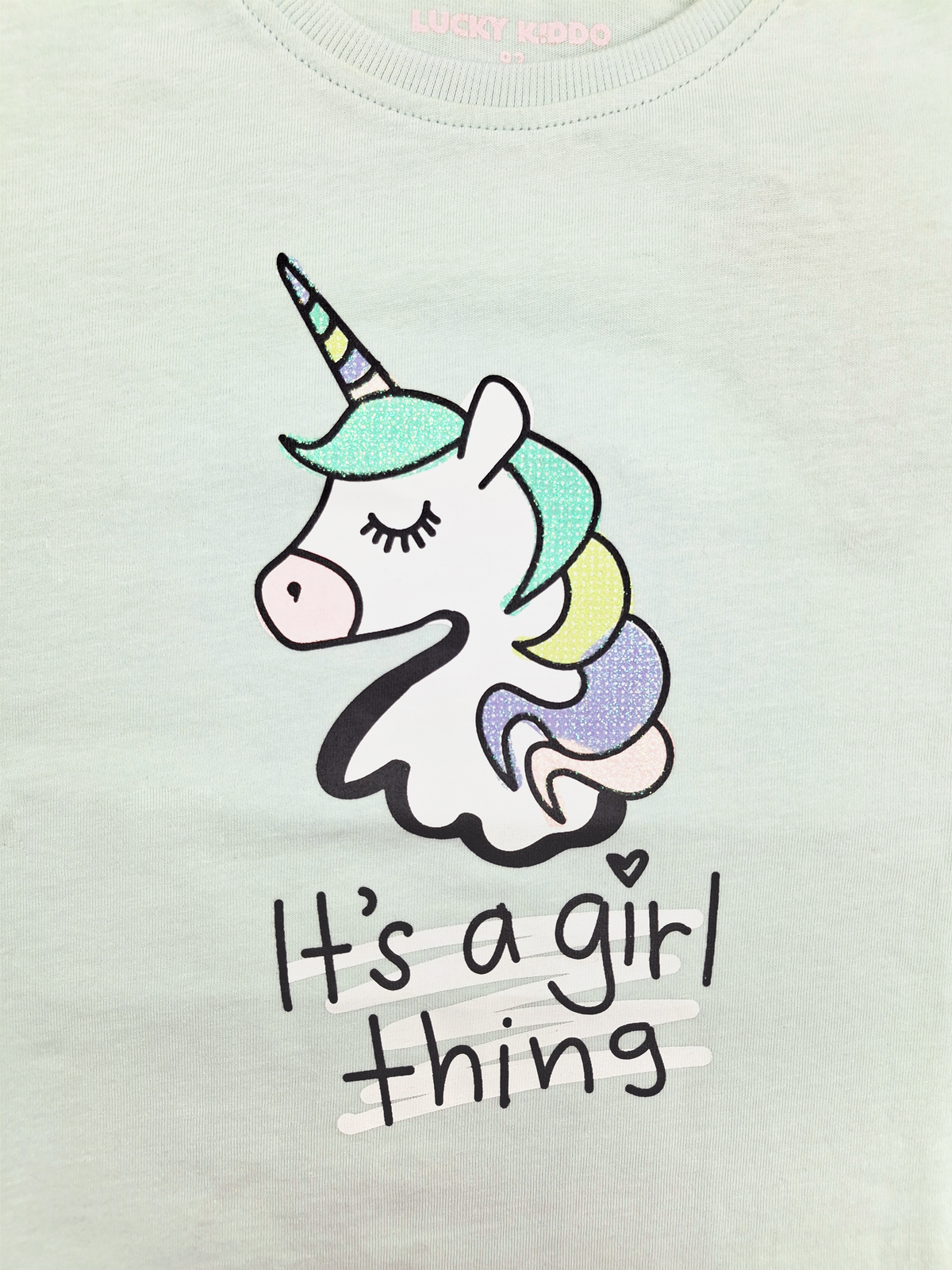 Mint Unicorn | Dievčenské tričko s krátkym rukávom - voľný strih