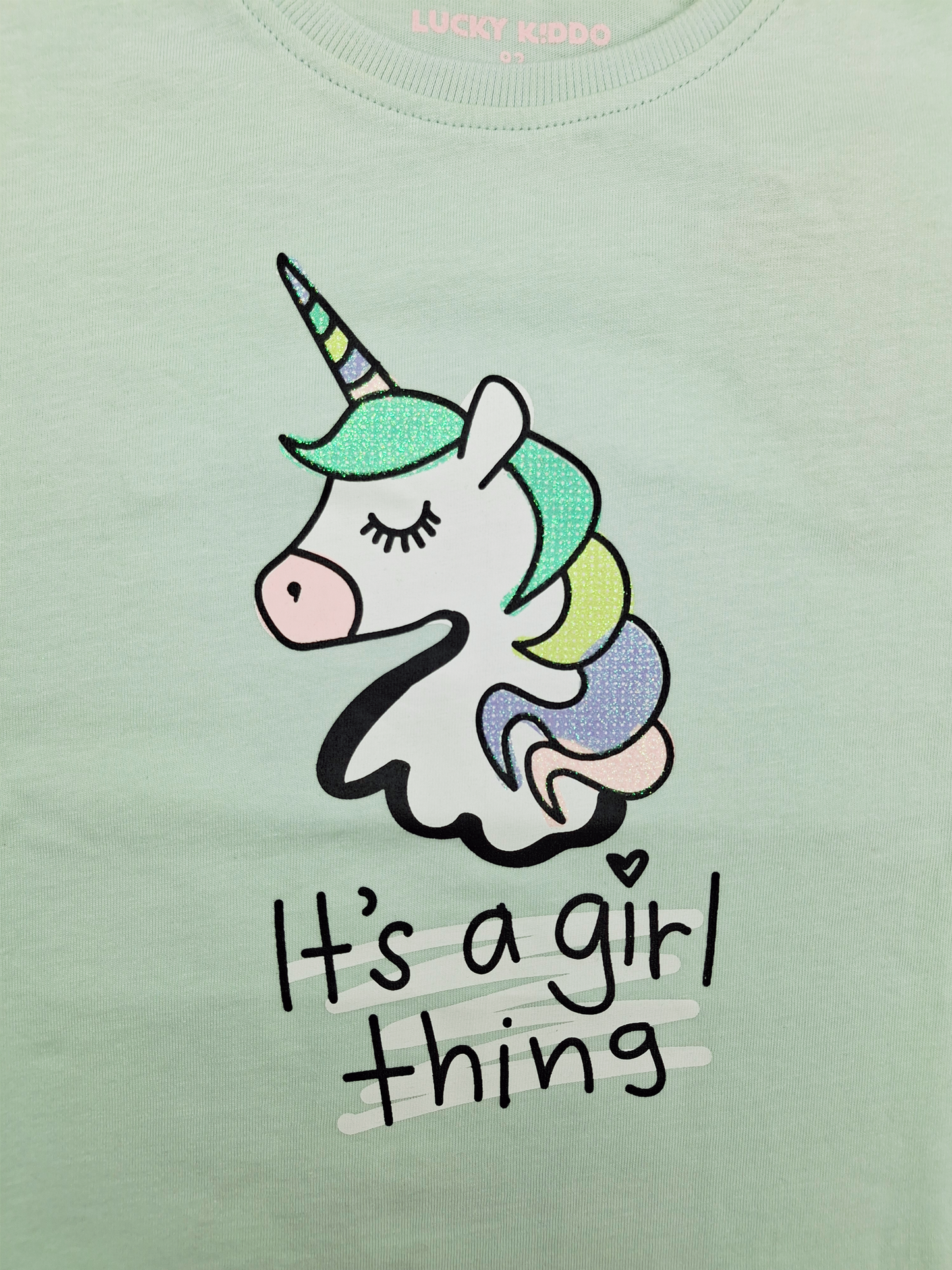 Mint Unicorn | Dievčenské tričko s krátkym rukávom - voľný strih
