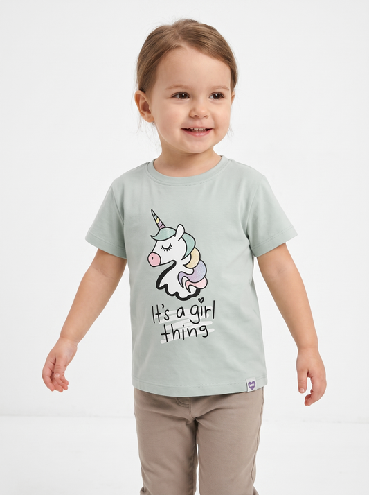 Mint Unicorn | Dievčenské tričko s krátkym rukávom - voľný strih