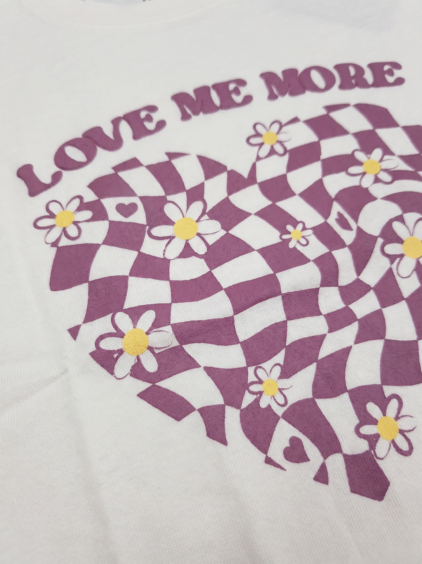 White Checker Heart | Dievčenské tričko s krátkym rukávom - oversized strih