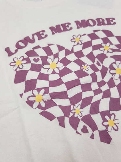 White Checker Heart | Dievčenské tričko s krátkym rukávom - oversized strih