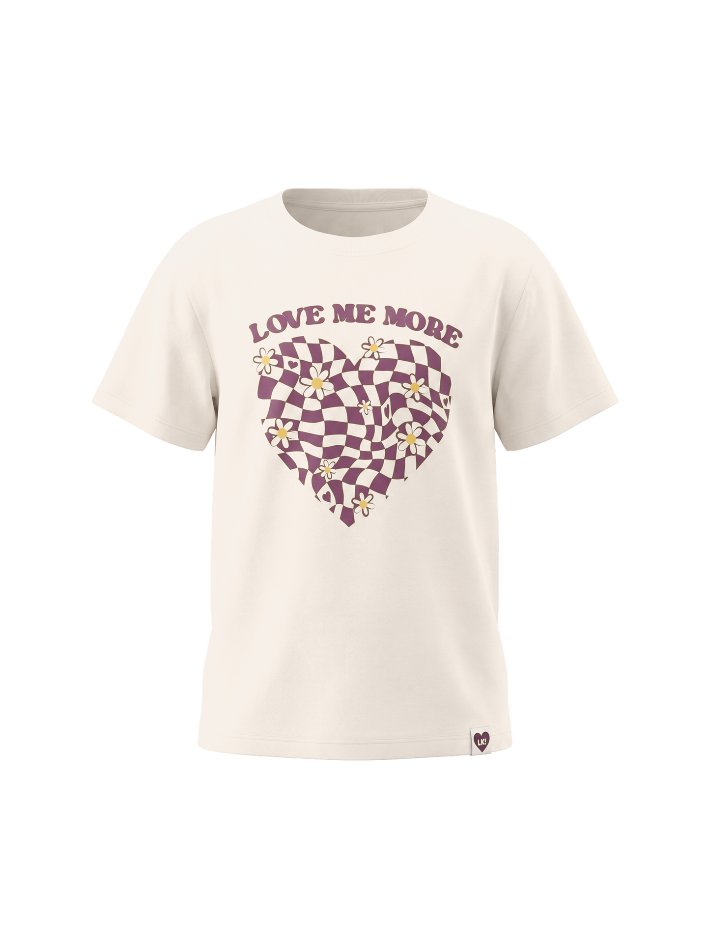 White Checker Heart | Dievčenské tričko s krátkym rukávom - oversized strih