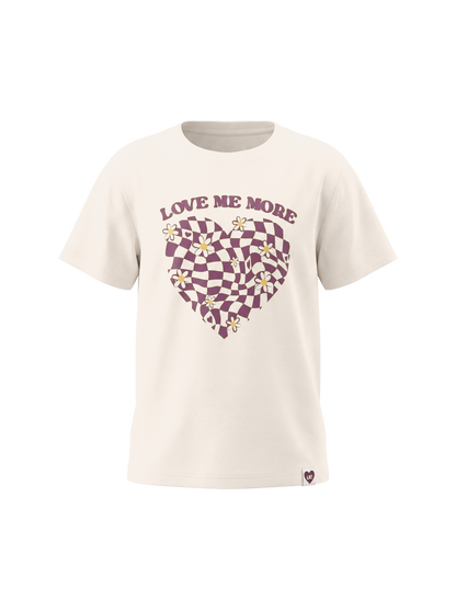 White Checker Heart | Dievčenské tričko s krátkym rukávom - oversized strih