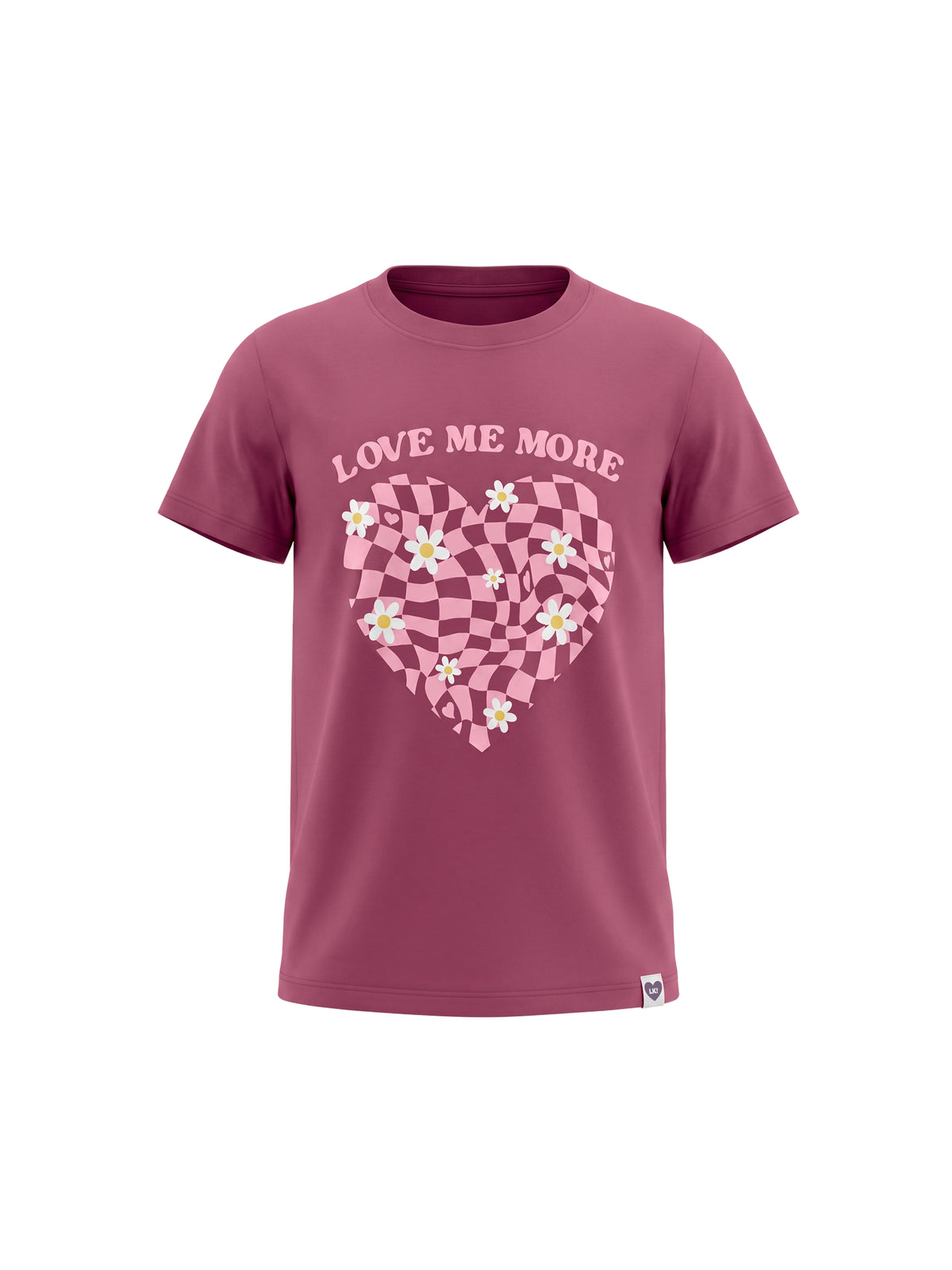 Raspberry Checker Heart | Dievčenské tričko s krátkym rukávom - oversized strih
