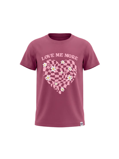 Raspberry Checker Heart | Dievčenské tričko s krátkym rukávom - oversized strih