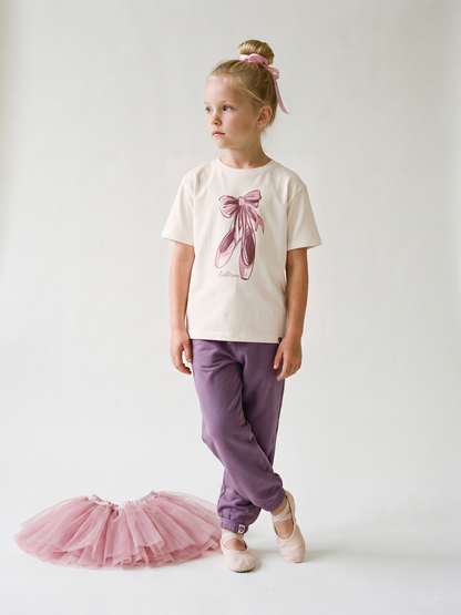 White Ballerina | Dievčenské tričko s krátkym rukávom - voľný strih