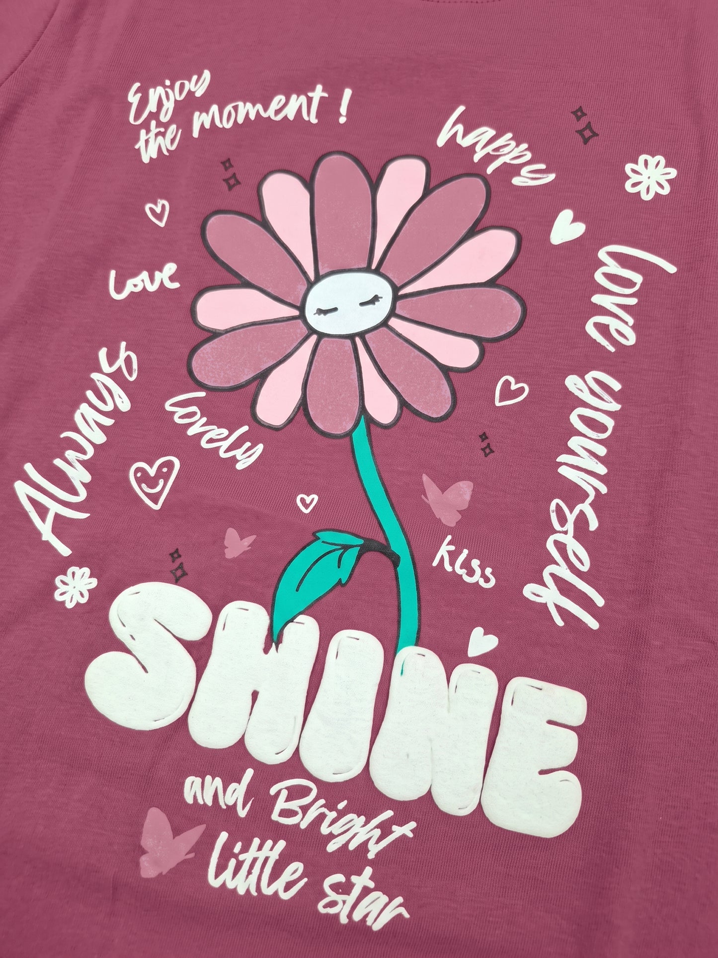 Raspberry Shine | Dievčenské tričko s krátkym rukávom - voľný strih