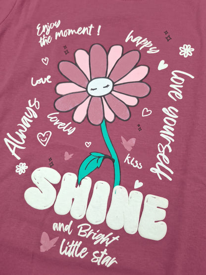 Raspberry Shine | Dievčenské tričko s krátkym rukávom - voľný strih