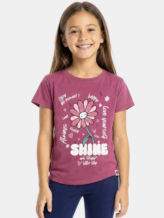 Raspberry Shine | Dievčenské tričko s krátkym rukávom - voľný strih