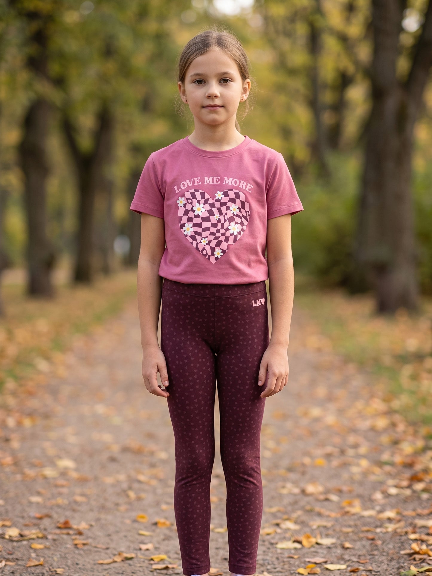 Berry Hearts | Zateplené dievčenské legíny