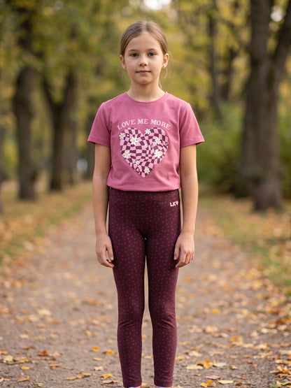 Berry Hearts | Zateplené dievčenské legíny