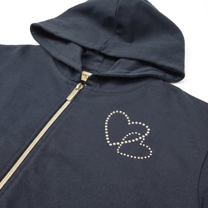 Sparkle Heart | Dievčenská mikina s kapucňou na zips - voľný strih
