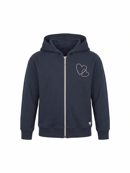 Sparkle Heart | Dievčenská mikina s kapucňou na zips - voľný strih