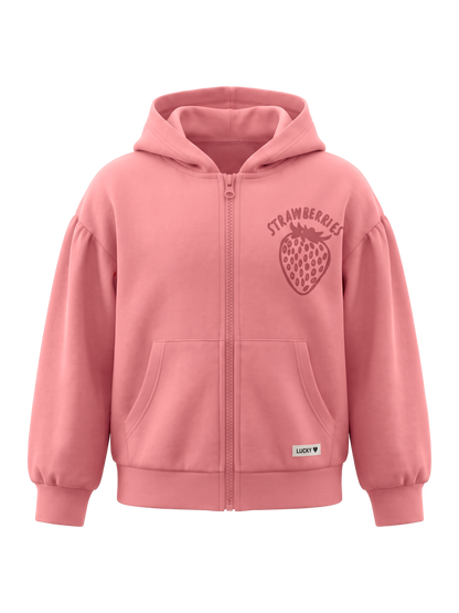 Peach Strawberries | Dievčenská mikina s kapucňou - oversized strih