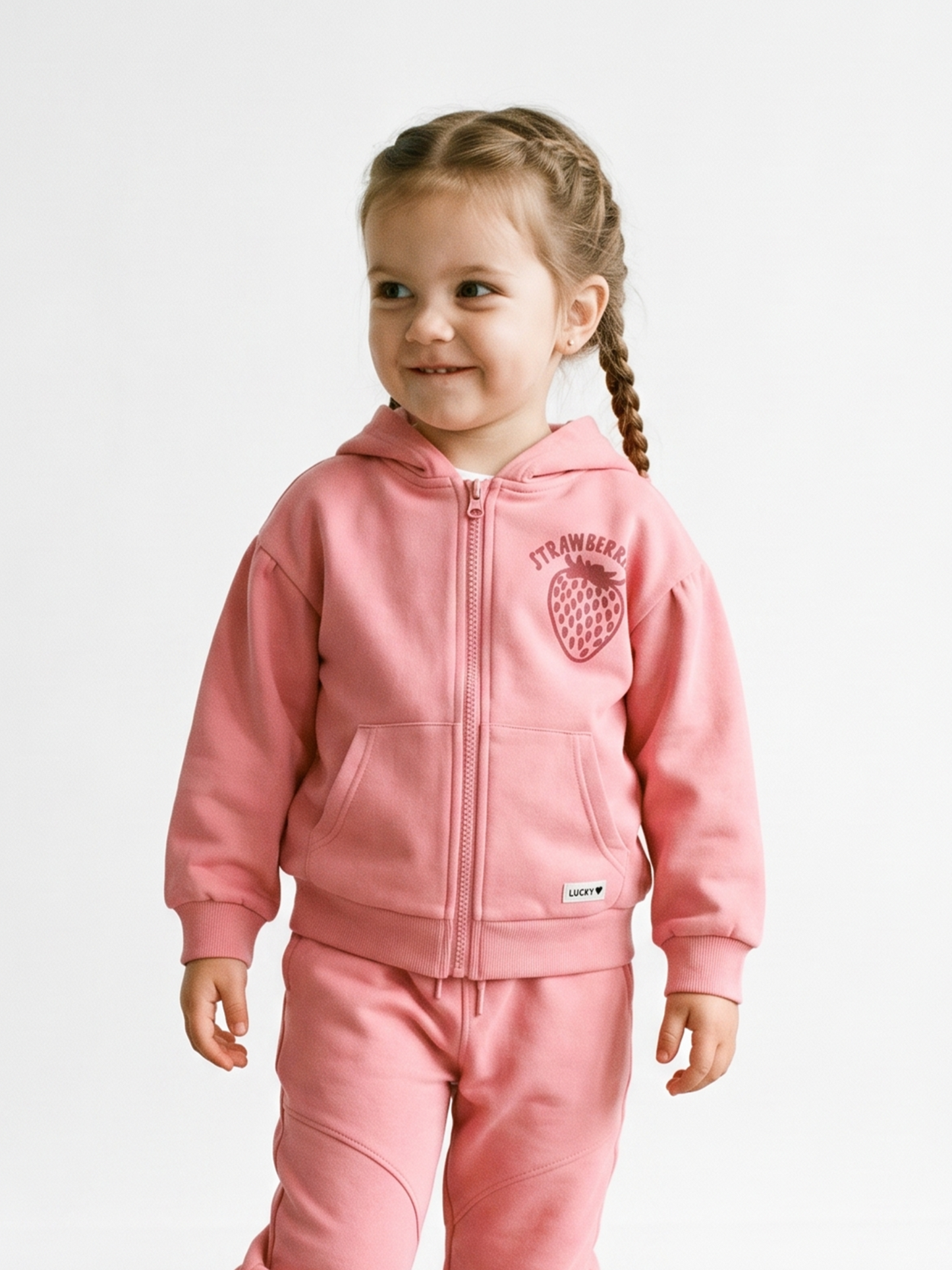 Peach Strawberries | Dievčenská mikina s kapucňou - oversized strih