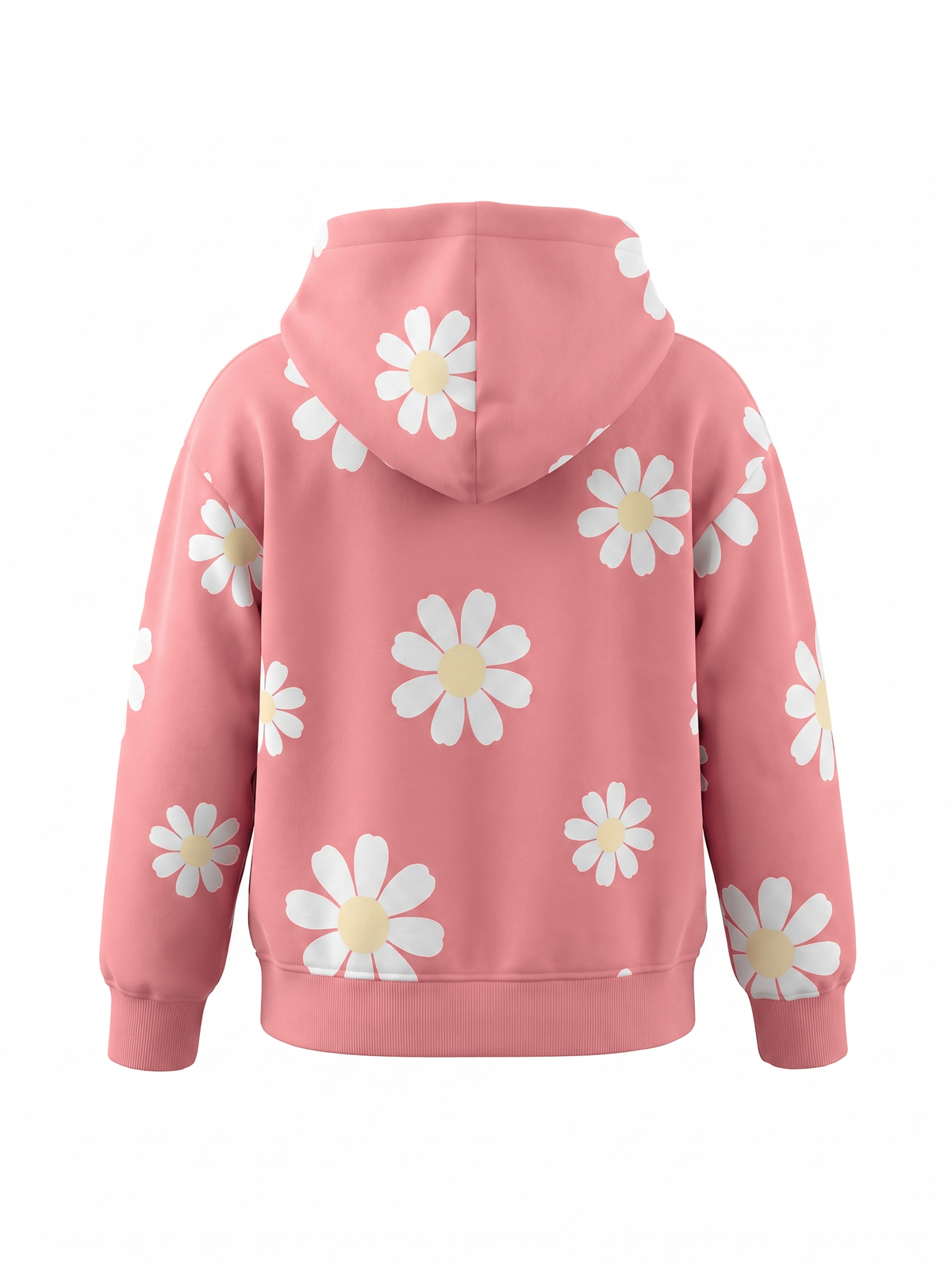 Peach Daisy Field | Dievčenská mikina s kapucňou - klasický strih