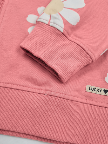 Peach Daisy Field | Dievčenská mikina s kapucňou - klasický strih