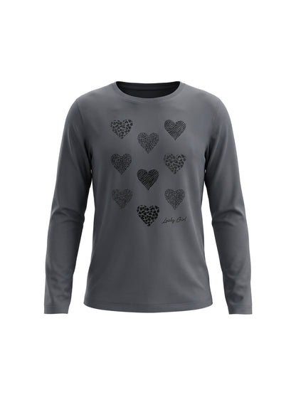Iron Shiny Hearts | Dievčenské tričko s dlhým rukávom - klasický strih