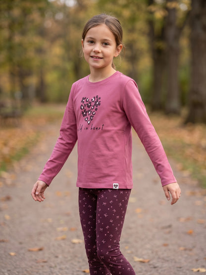 Raspberry Wild Heart | Dievčenské tričko s dlhým rukávom - klasický strih