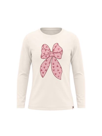 White Bow | Dievčenské tričko s dlhým rukávom - klasický strih