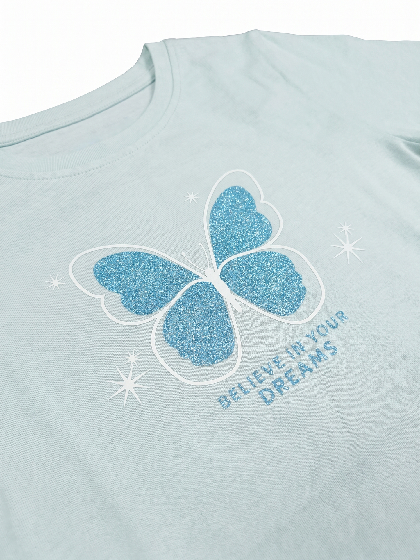Mint Butterfly | Dievčenské tričko s dlhým rukávom - klasický strih