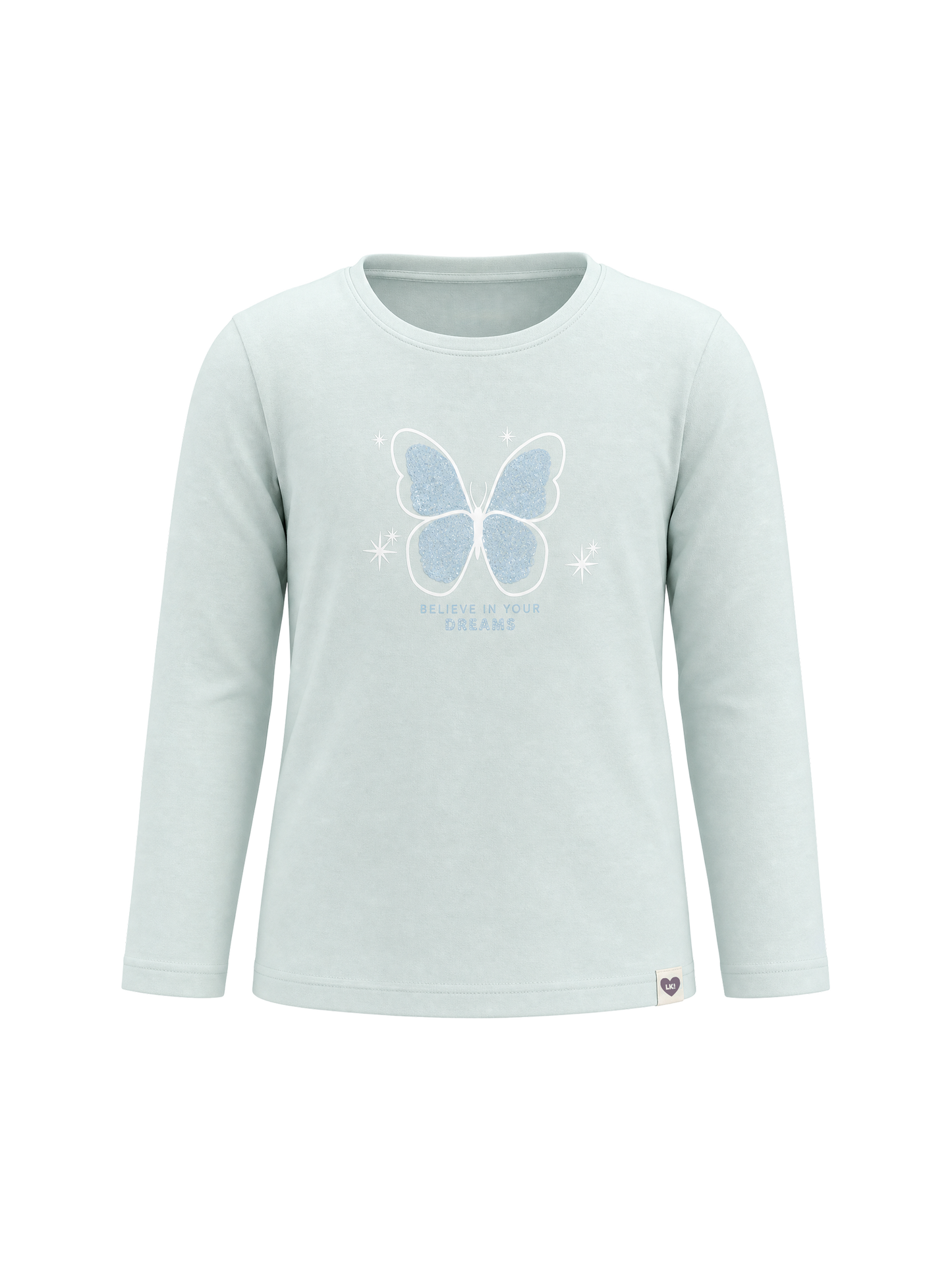 Mint Butterfly | Dievčenské tričko s dlhým rukávom - klasický strih
