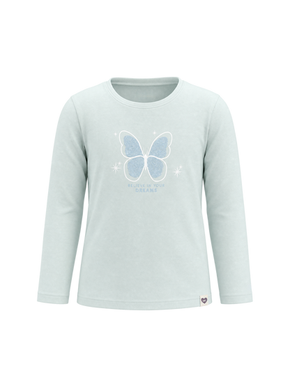 Mint Butterfly | Dievčenské tričko s dlhým rukávom - klasický strih