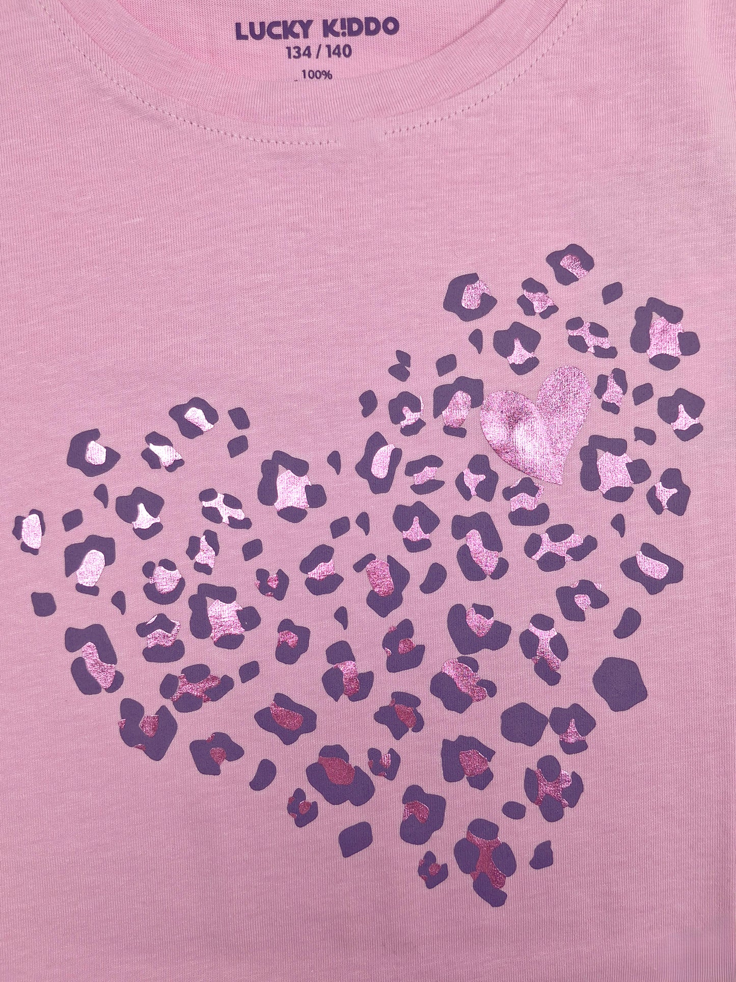 Pink Leopard Heart | Dievčenská tunika s dlhým rukávom - klasický strih