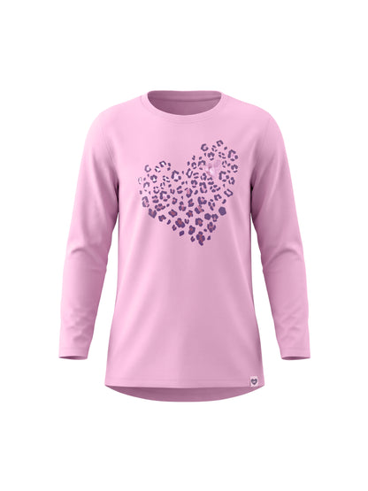 Pink Leopard Heart | Dievčenská tunika s dlhým rukávom - klasický strih