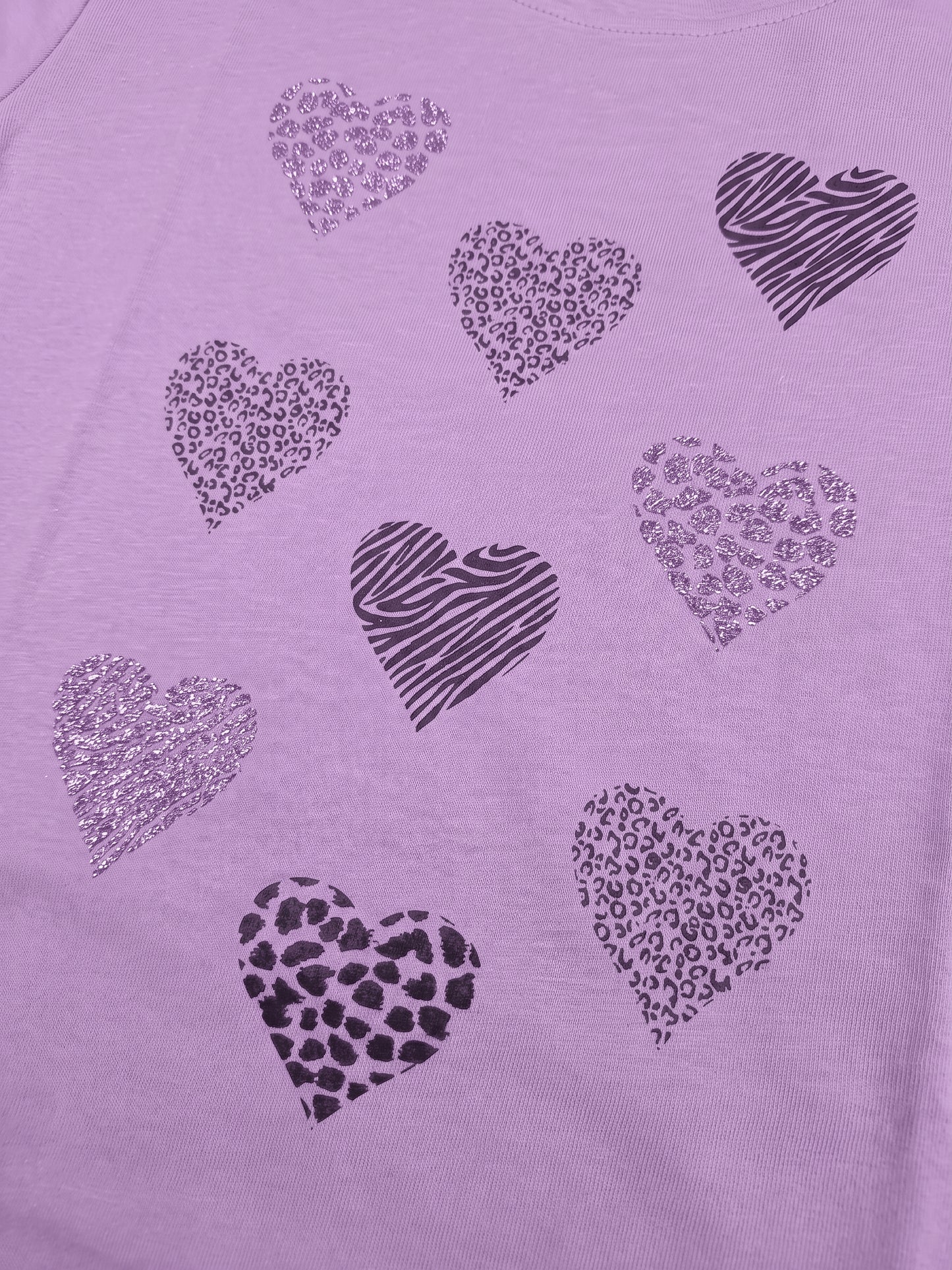 Lilac Shiny Hearts | Dievčenská tunika s dlhým rukávom - klasický strih