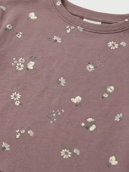 Mauve Bloom | Dievčenské tričko s dlhým rukávom - voľný strih