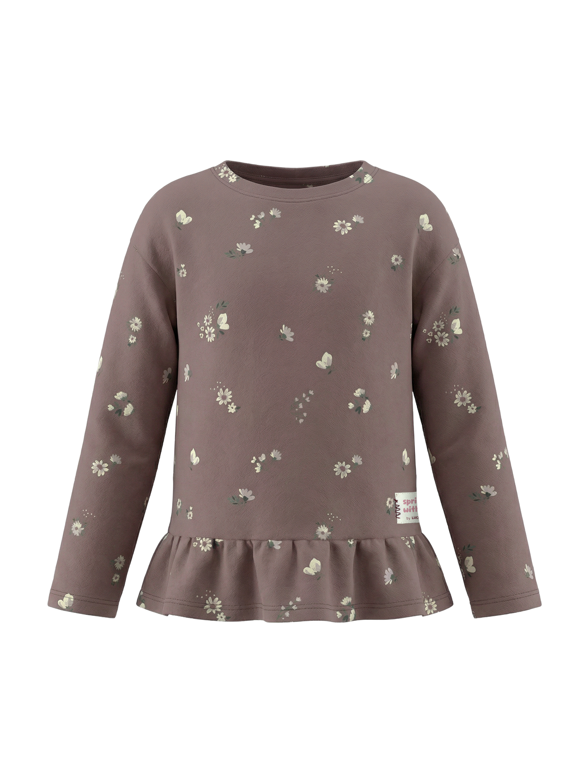 Mauve Bloom | Dievčenské tričko s dlhým rukávom - voľný strih