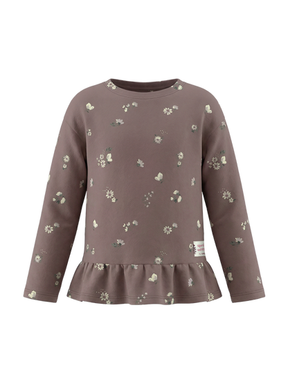 Mauve Bloom | Dievčenské tričko s dlhým rukávom - voľný strih
