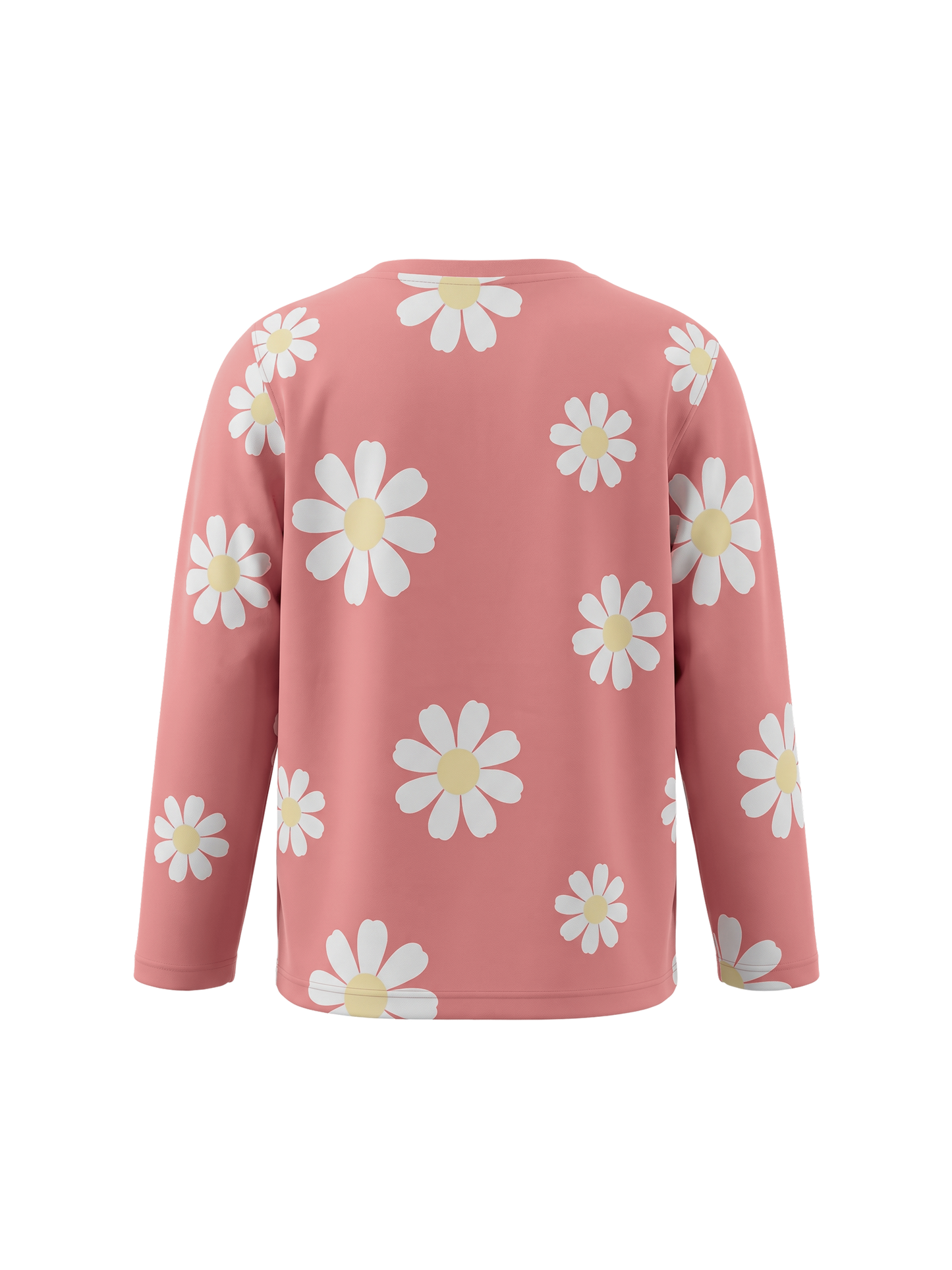 Peach Daisy Field | Dievčenské tričko s dlhým rukávom - voľný strih