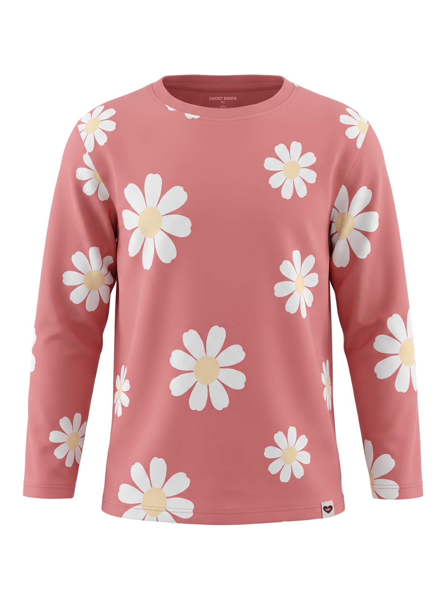 Peach Daisy Field | Dievčenské tričko s dlhým rukávom - voľný strih