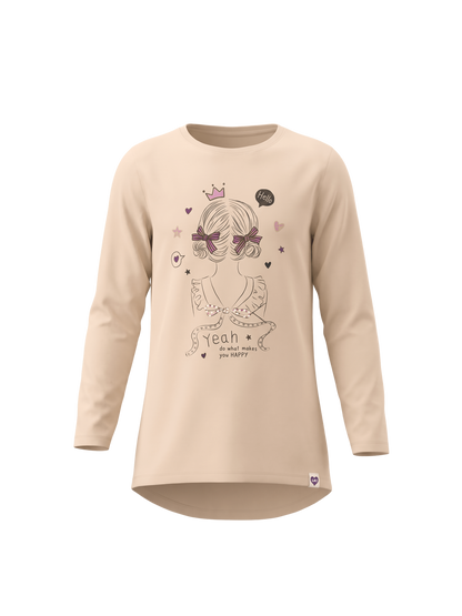 Beige Happy Girl | Dievčenská tunika - klasický strih