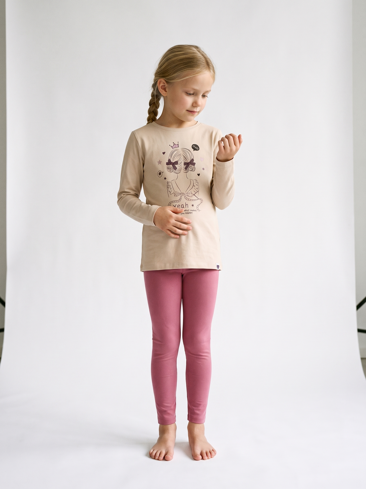 Beige Happy Girl | Dievčenská tunika - klasický strih