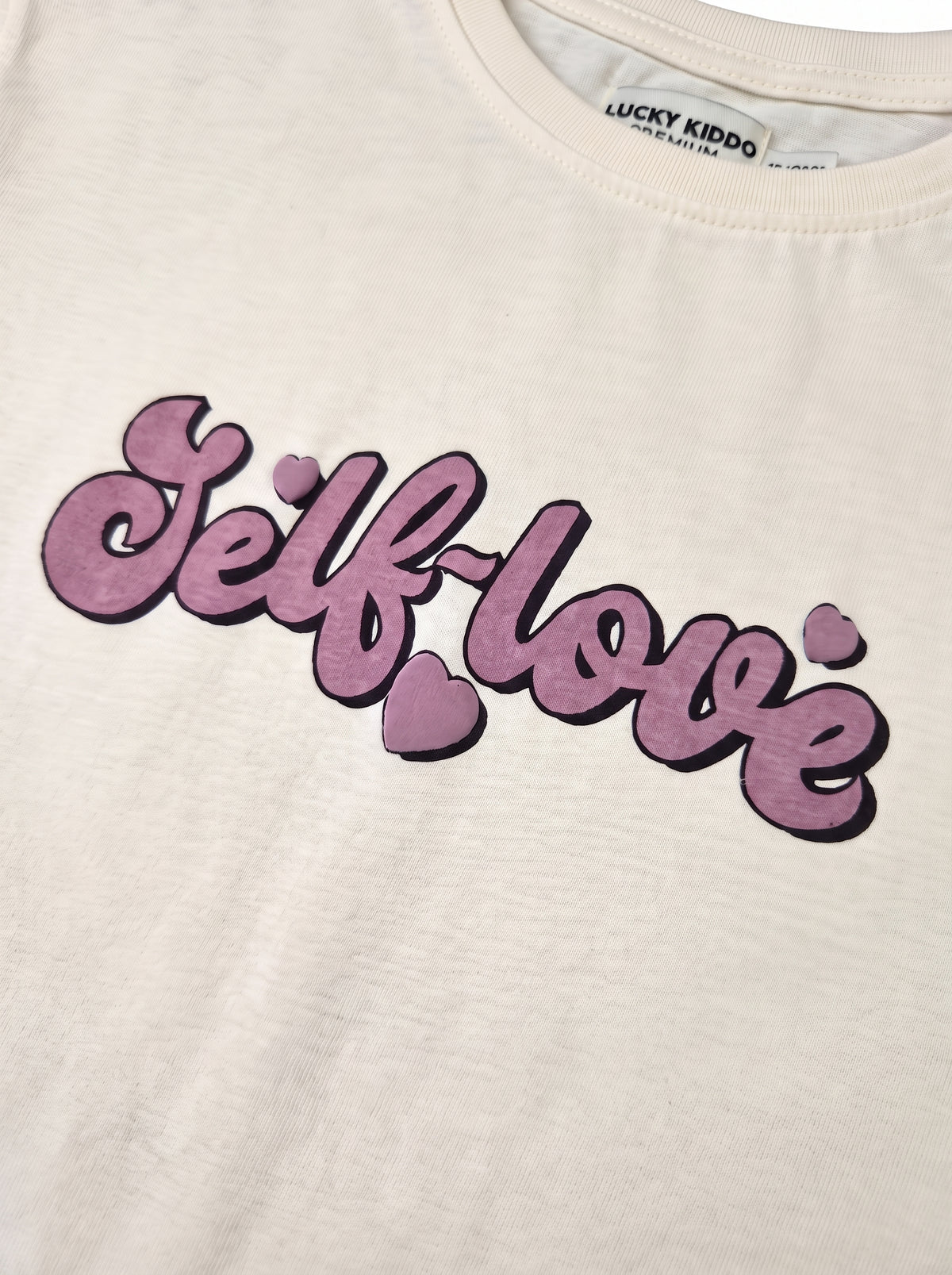 White Self Love | Dievčenské tričko s dlhým rukávom - voľný strih