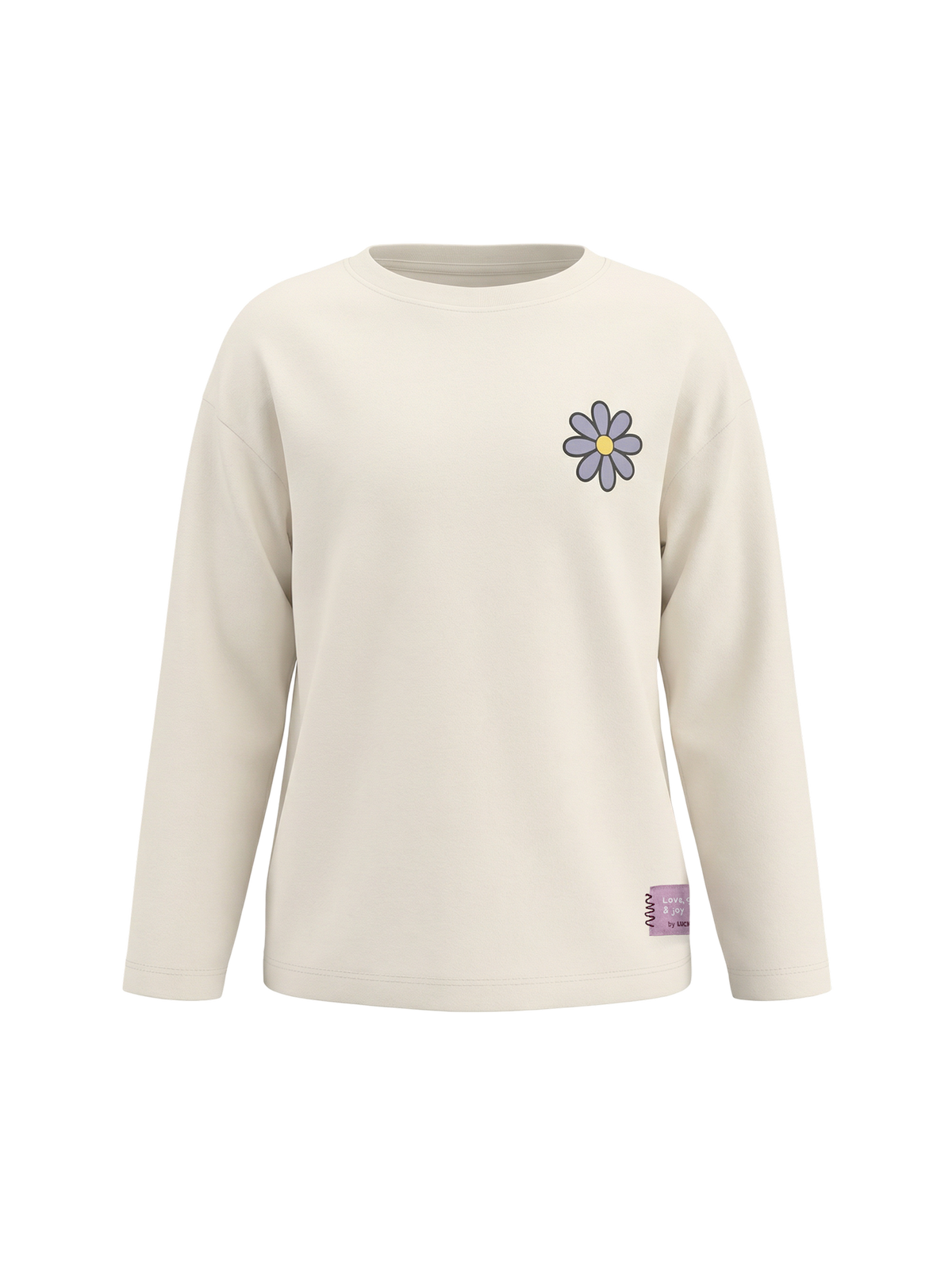 White Daisy | Dievčenské tričko s dlhým rukávom - voľný strih