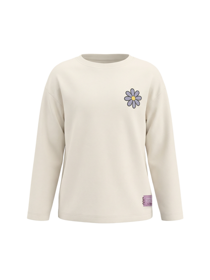 White Daisy | Dievčenské tričko s dlhým rukávom - voľný strih
