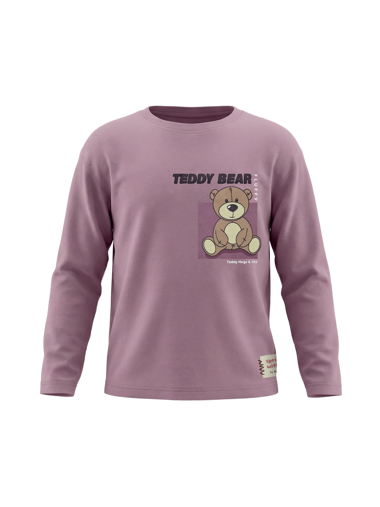 Lilac Teddy | Dievčenské tričko s dlhým rukávom - voľný strih