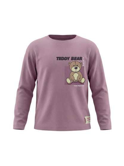 Lilac Teddy | Dievčenské tričko s dlhým rukávom - voľný strih