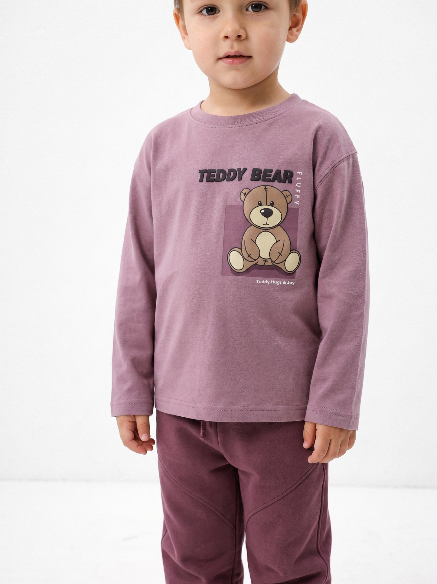 Lilac Teddy | Dievčenské tričko s dlhým rukávom - voľný strih