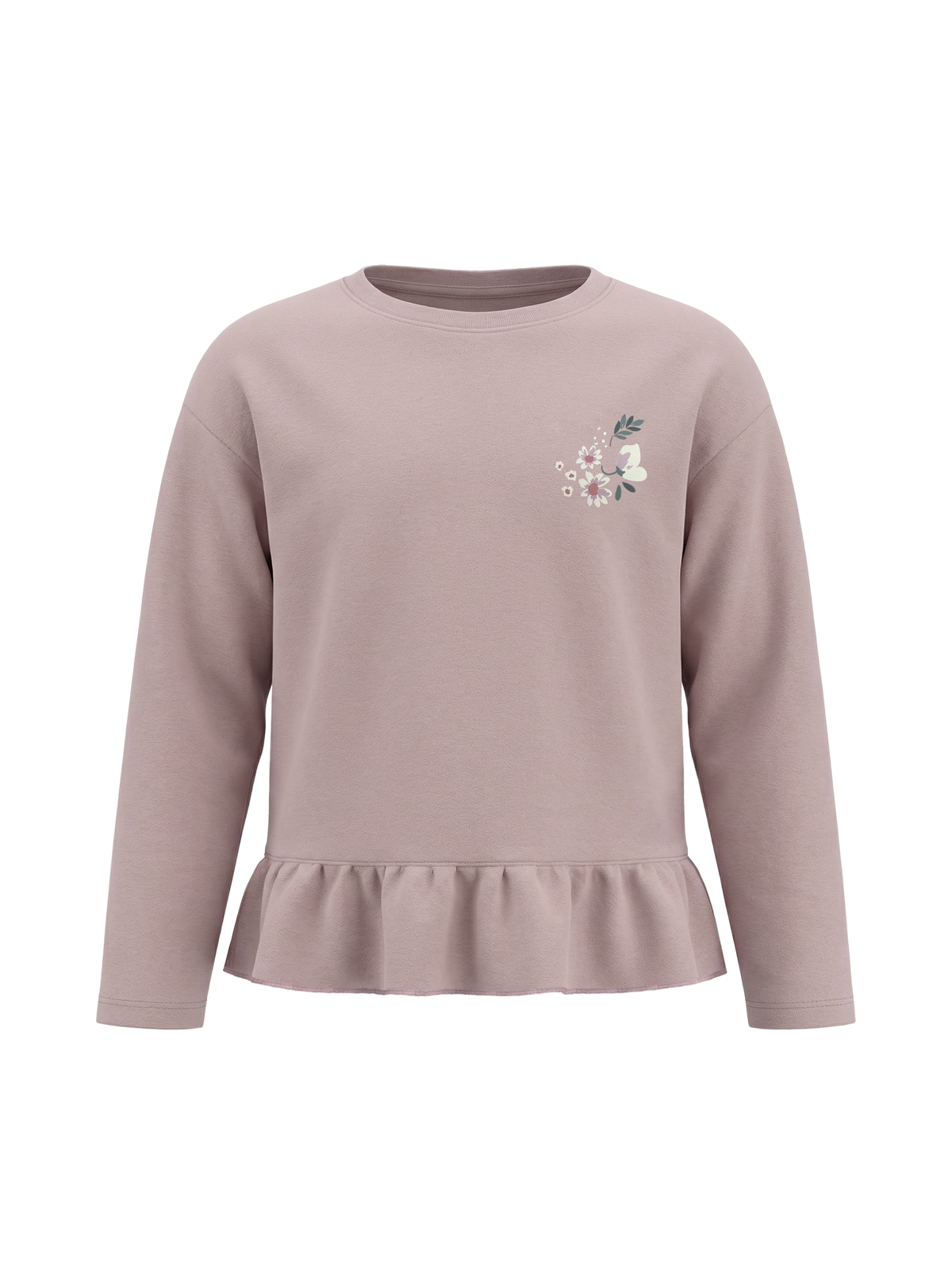 Violet Flower Flutter | Dievčenské tričko s dlhým rukávom - voľný strih