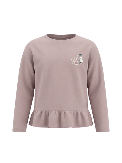 Violet Flower Flutter | Dievčenské tričko s dlhým rukávom - voľný strih